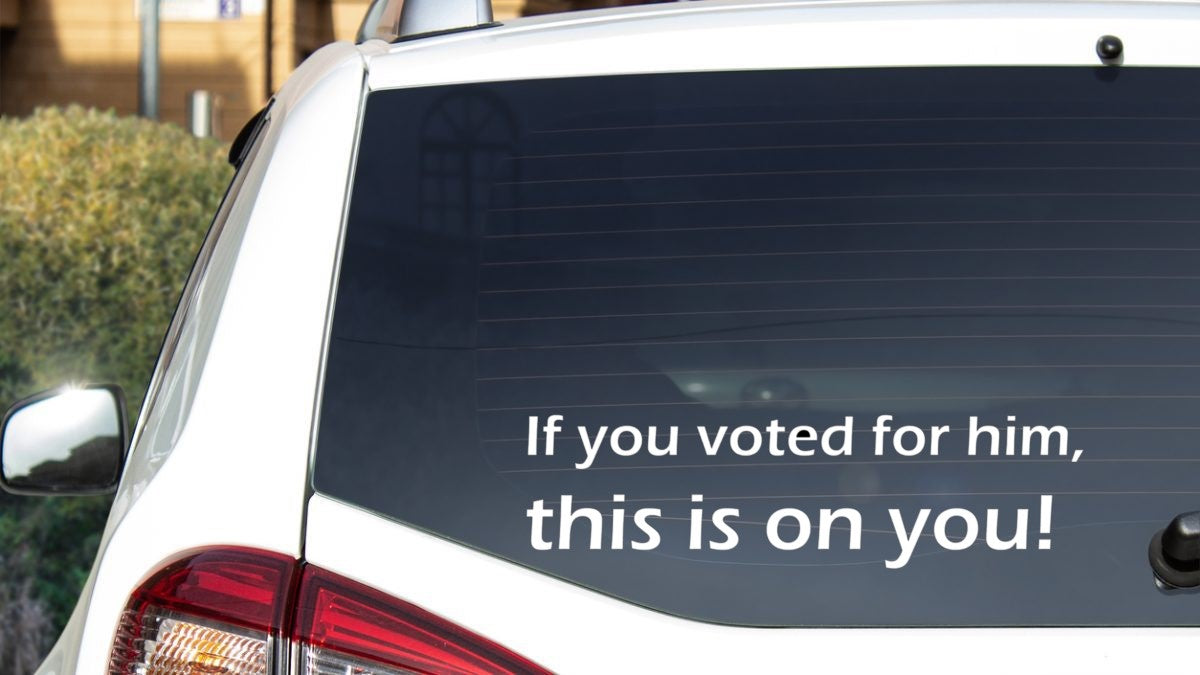 If You Voted For Him, This Is On You! Decal / Sticker - Available in multiple sizes and colors