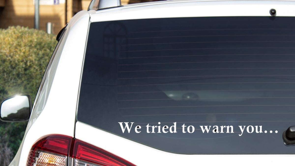 We Tried To Warn You Vinyl Decal / Sticker - Available in multiple sizes and colors