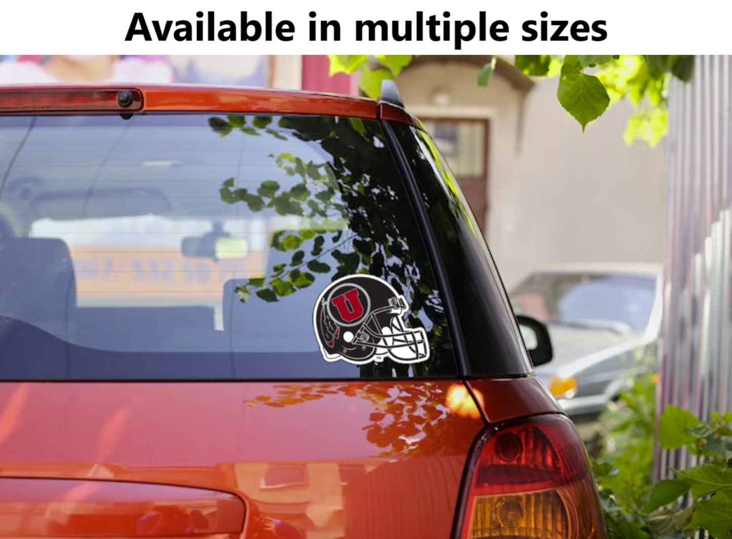 Custom Sizes - University of Utah Circle and Feather Black Helmet Cut Vinyl sticker - Available in multiple sizes
