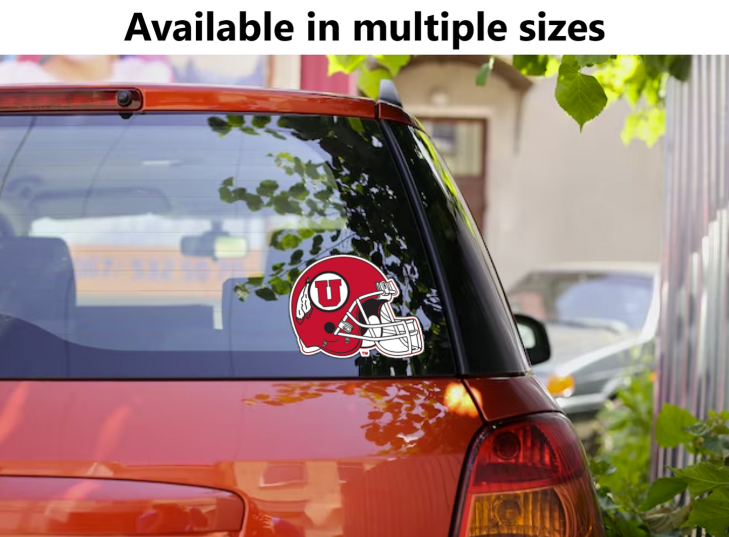 Custom Sizes - University of Utah Circle and Feather Red Helmet Cut Vinyl sticker - Available in multiple sizes