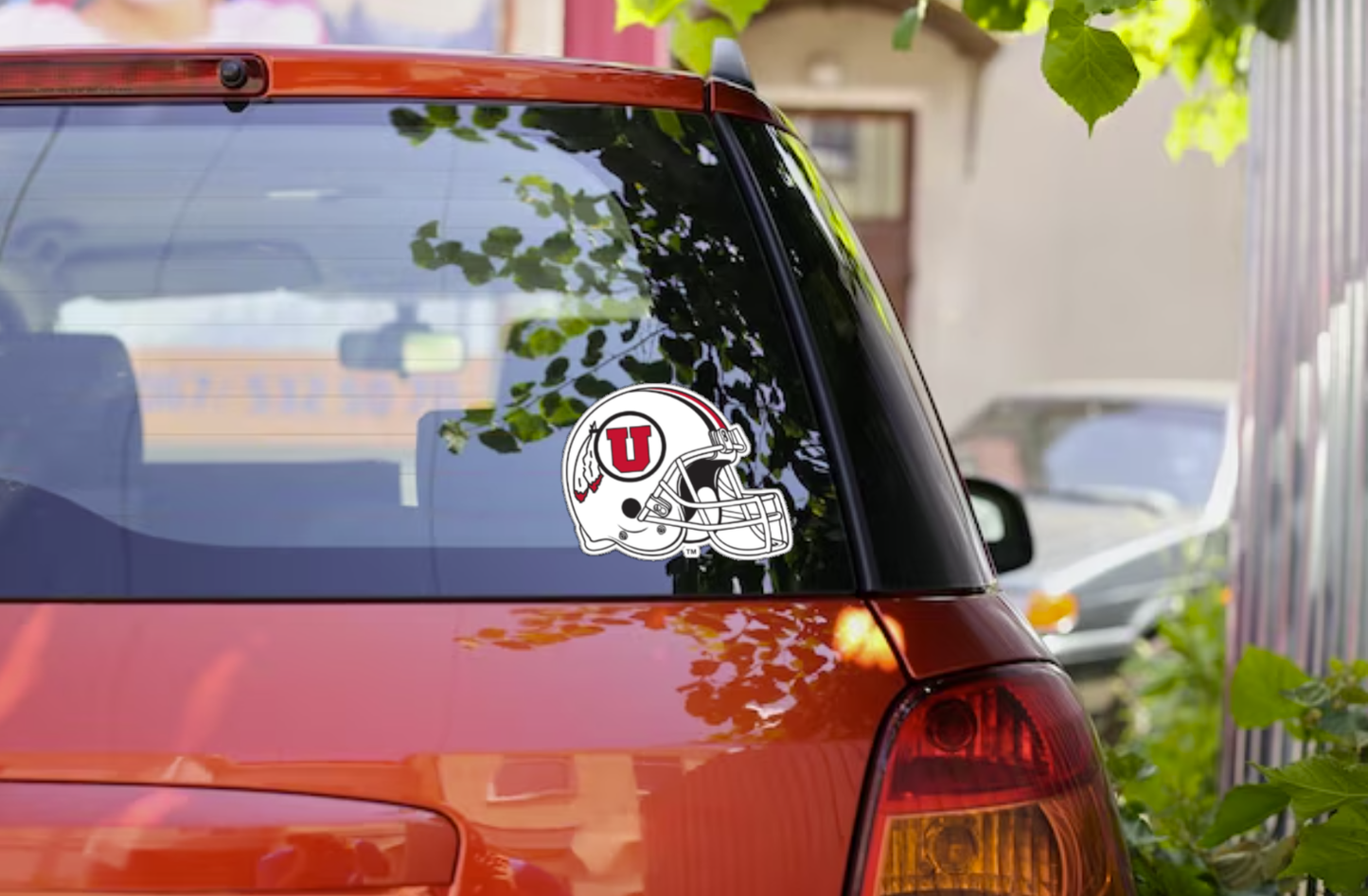 Window Decal - University of Utah Circle and Feather White Helmet