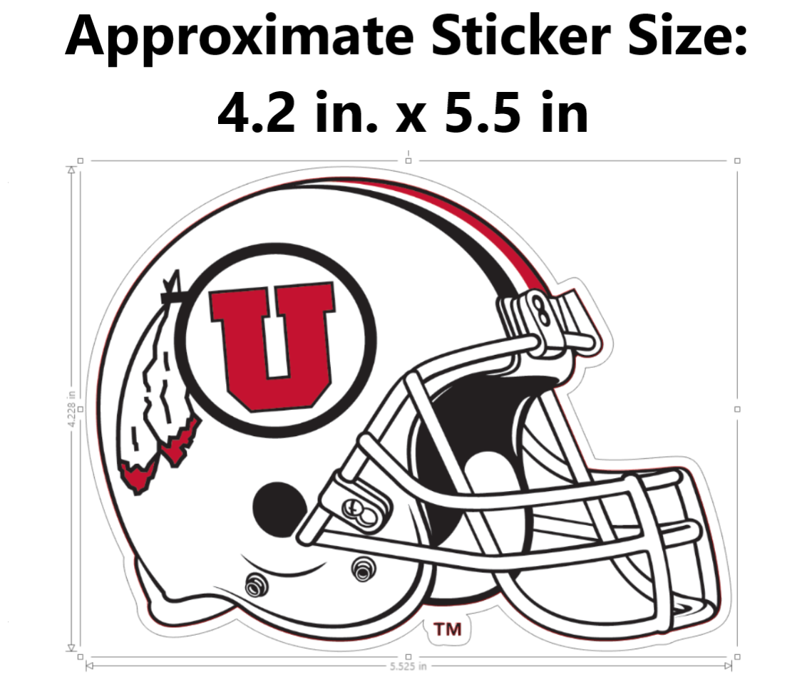 Window Decal - University of Utah Circle and Feather White Helmet