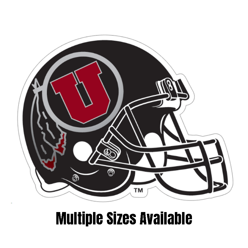 Custom Sizes - University of Utah Circle and Feather Black Helmet Cut Vinyl sticker - Available in multiple sizes