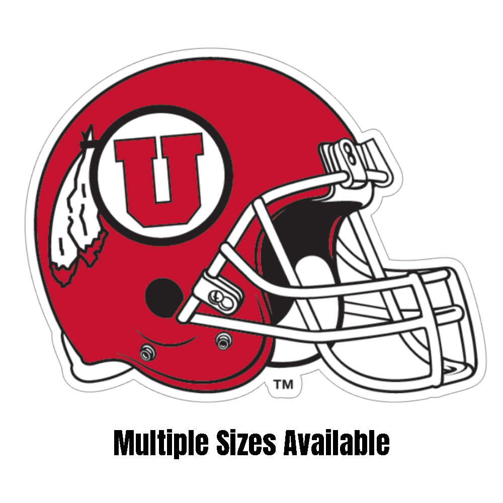 Custom Sizes - University of Utah Circle and Feather Red Helmet Cut Vinyl sticker - Available in multiple sizes