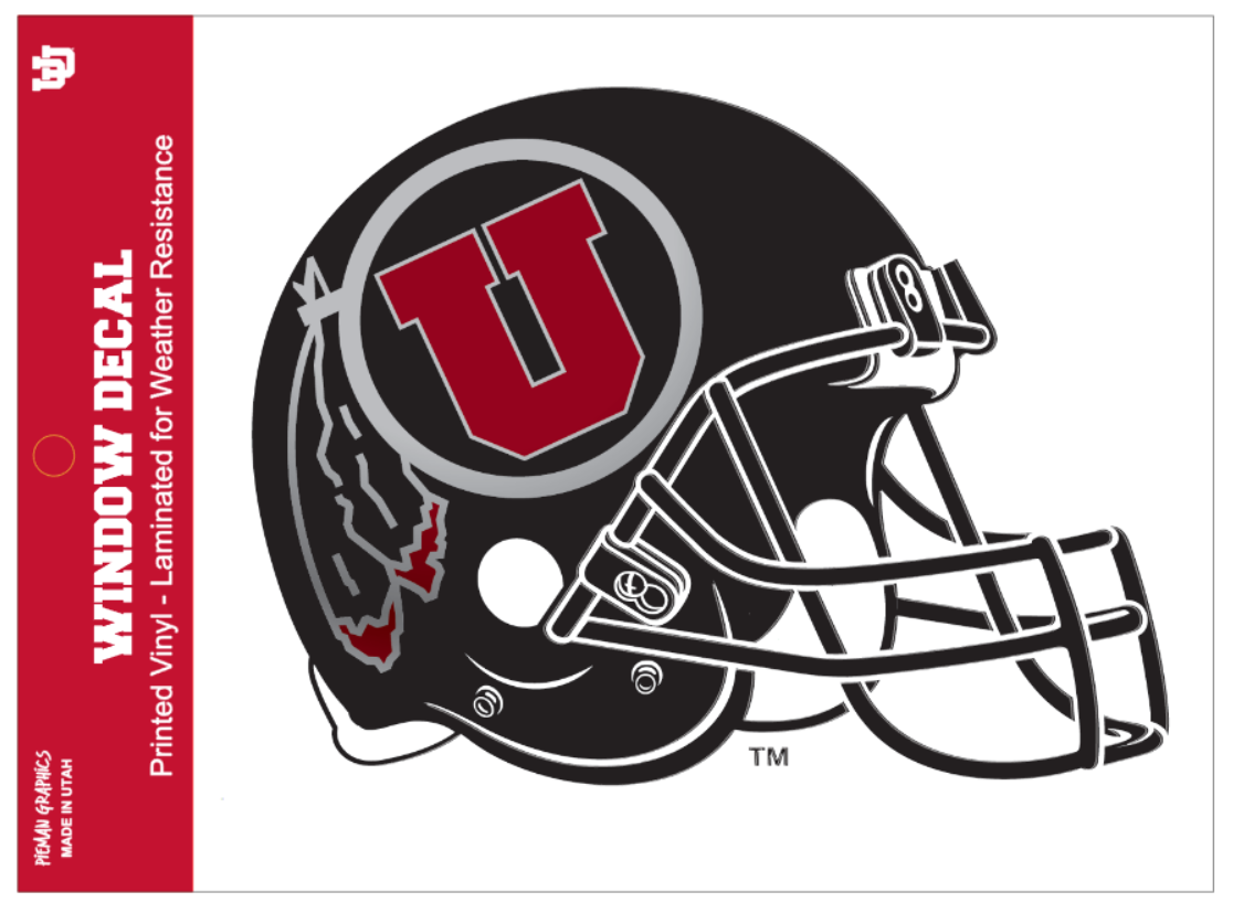 Window Decal - University of Utah Circle and Feather Black Helmet