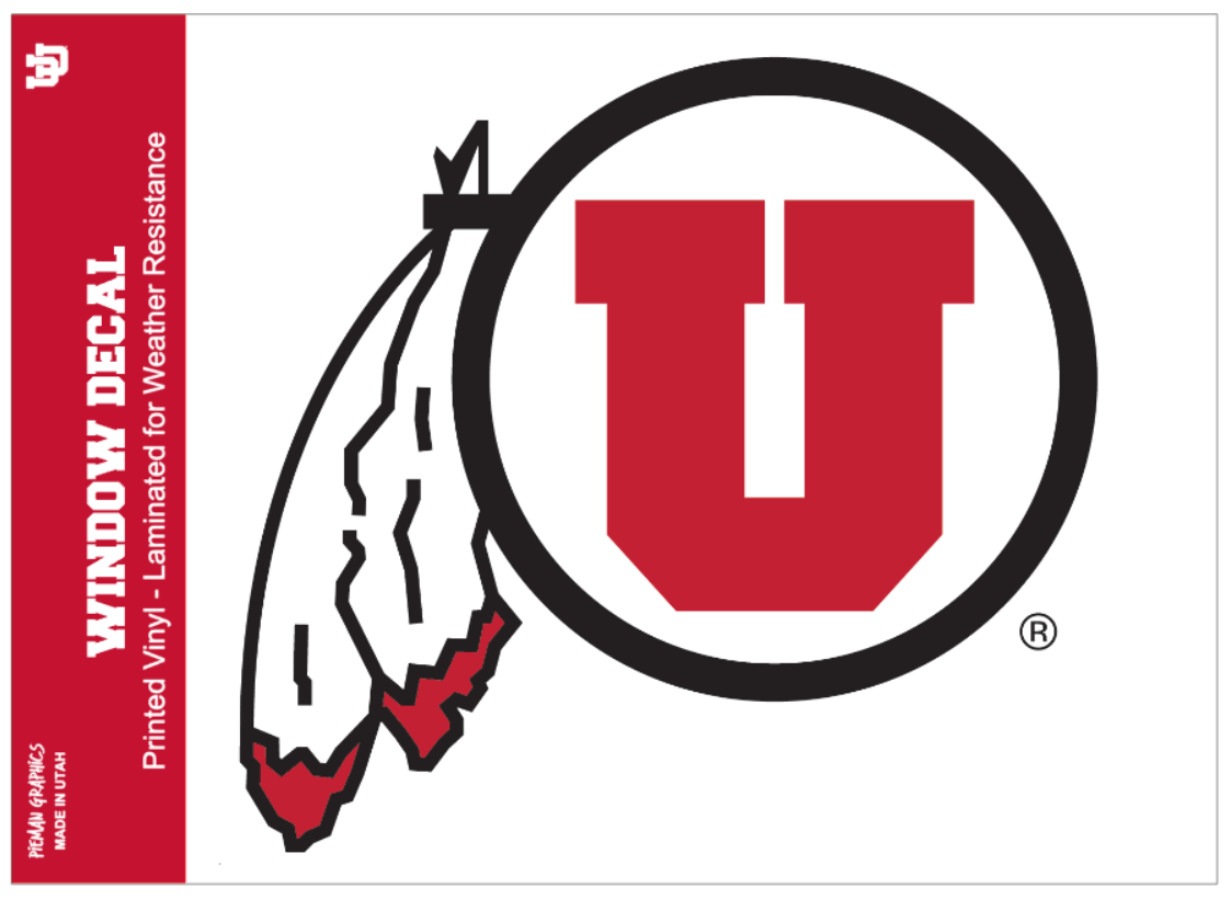 Window Decal - University of Utah Circle and Feather