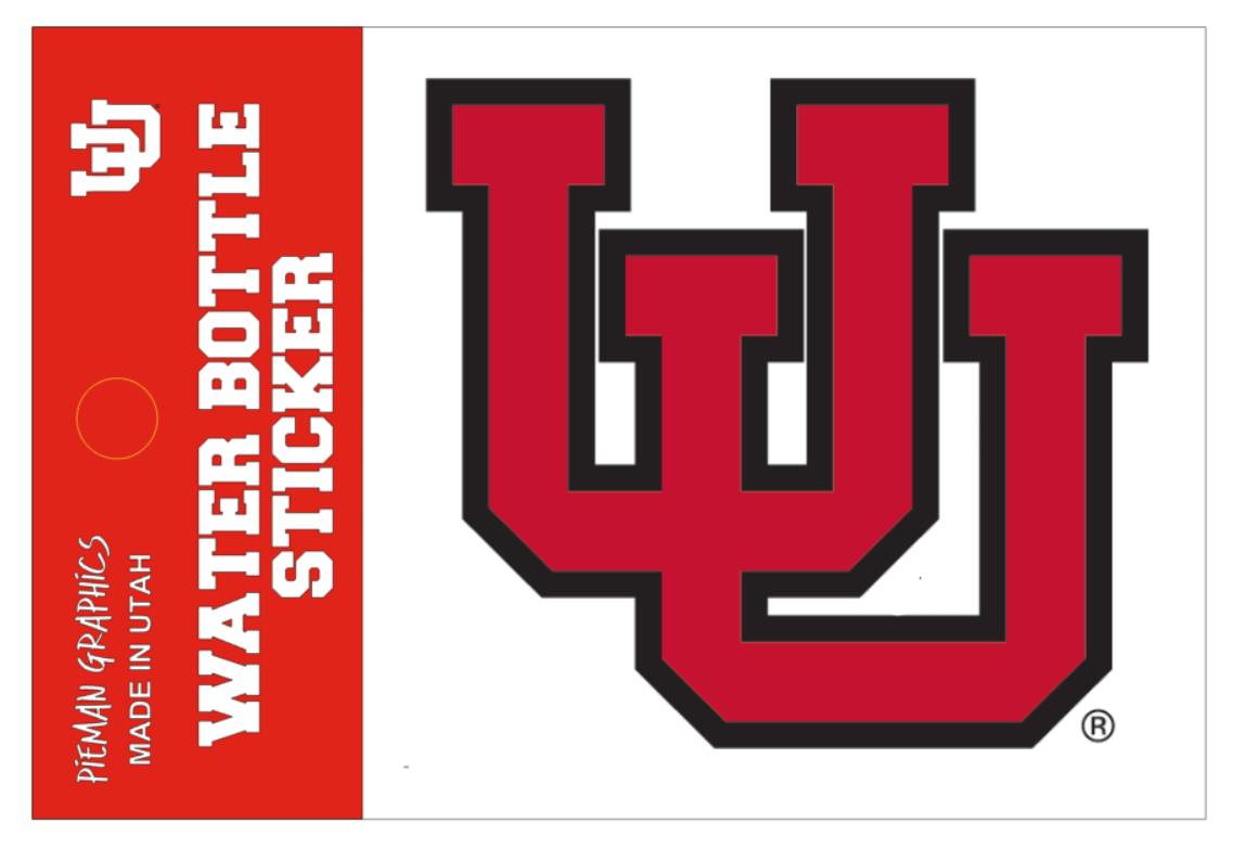 Water Bottle Sticker - University of Utah Interlocking U