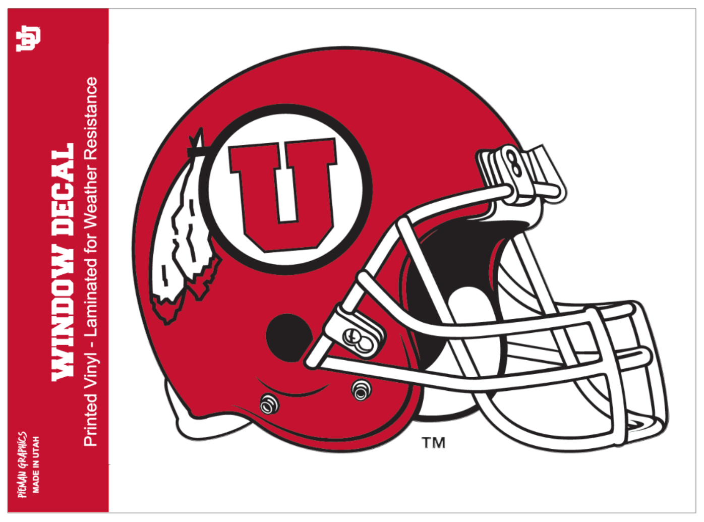 Window Decal - University of Utah Circle and Feather Red Helmet