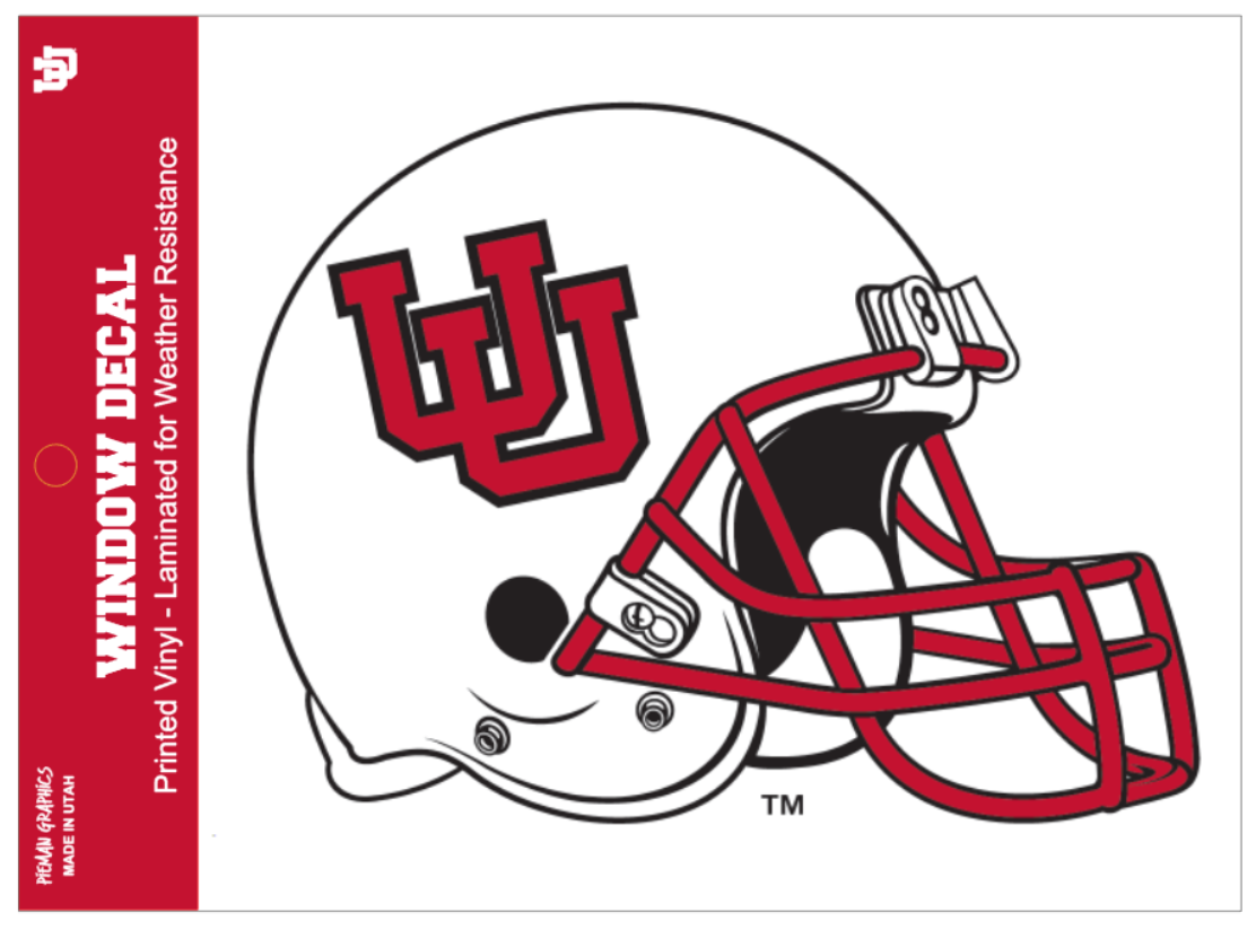 Window Decal - University of Utah Interlocking U White Helmet