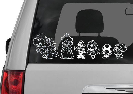 Super Mario Stick Figure Family Vinyl Decal / Sticker / Label