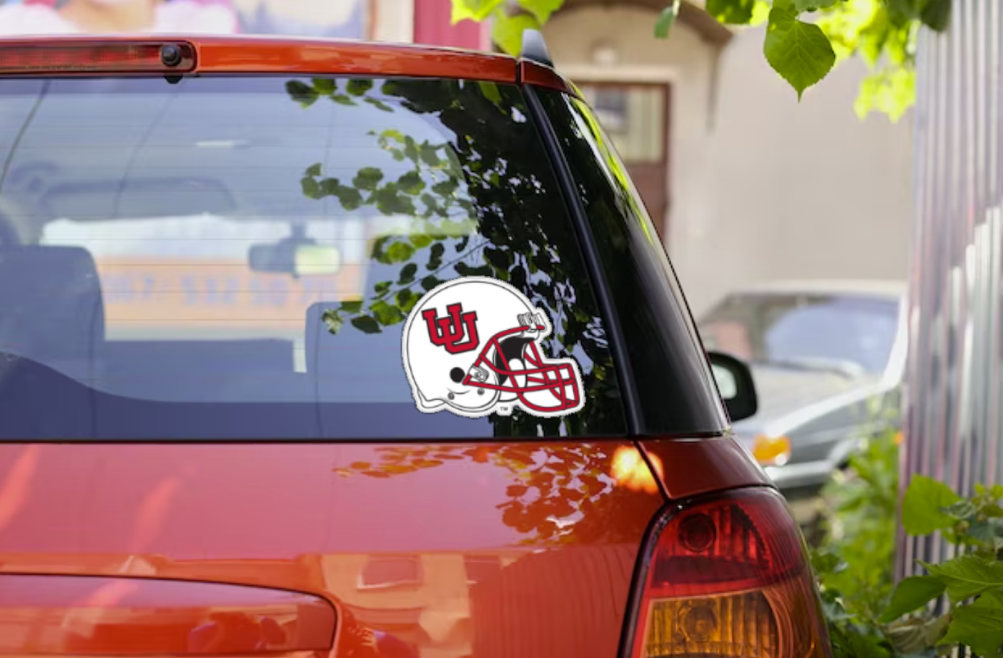 Window Decal - University of Utah Interlocking U White Helmet