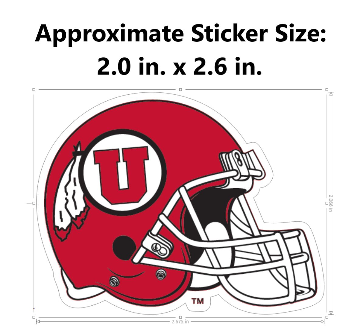 Water Bottle Sticker - University of Utah Red Circle and Feather Helmet
